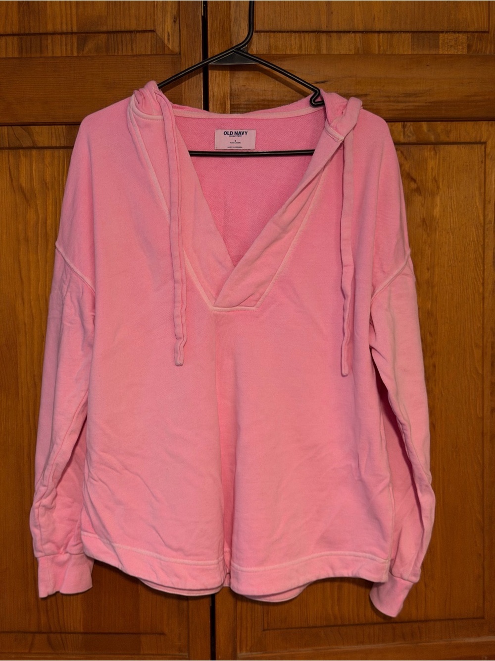 Old Navy Pink V-Neck Hoodie Pullover Tunic